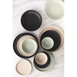 Uno Black Round Walled Plate - 175mm (Box of 6)