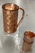 Big Hammered Copper Water Jug With 2 Tumbler