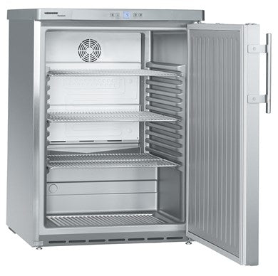 141 litres, Table height refrigerator, Single door, Stainless steel