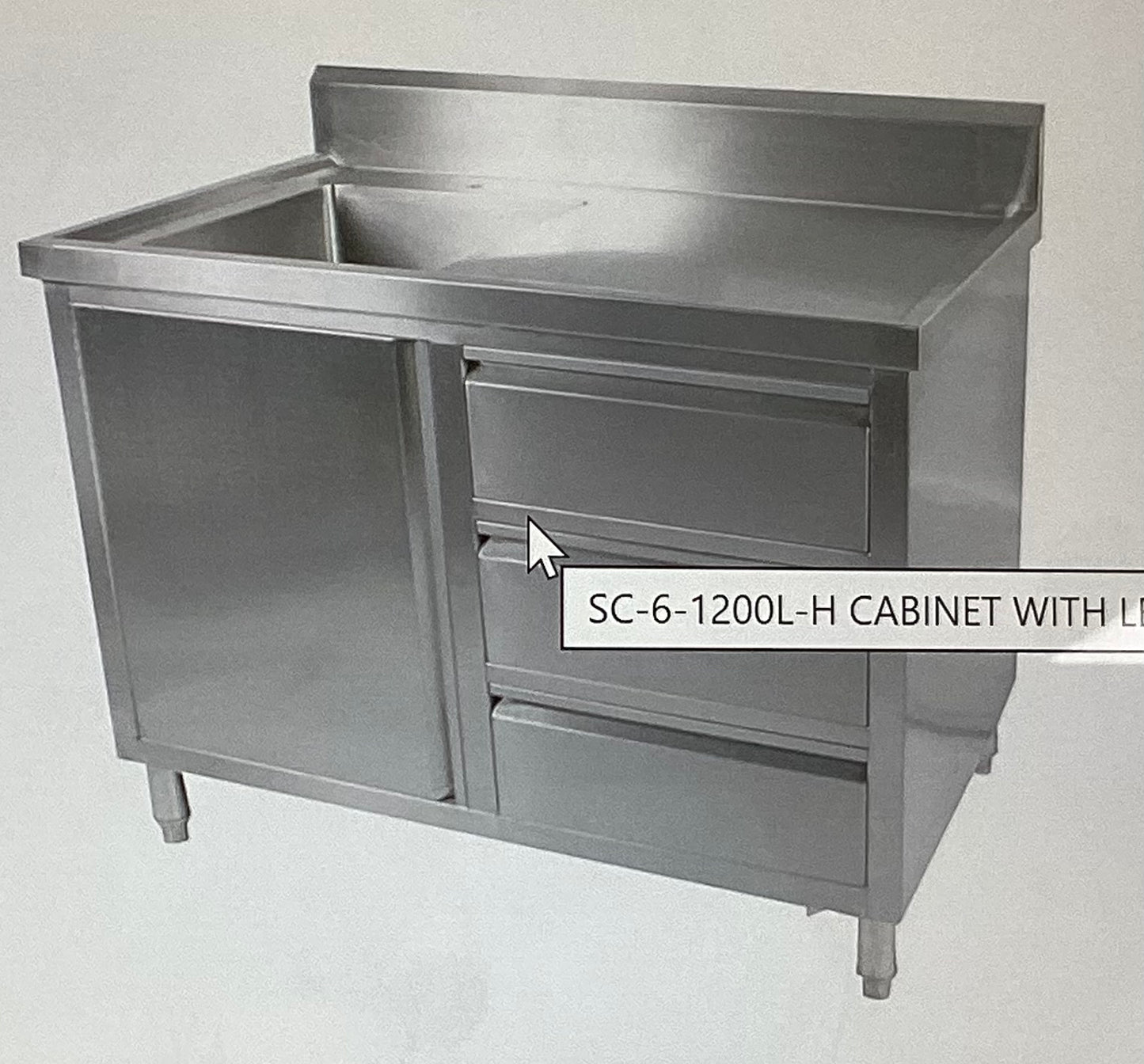 SC-6-1200L-H Cabinetd with Left Sink
