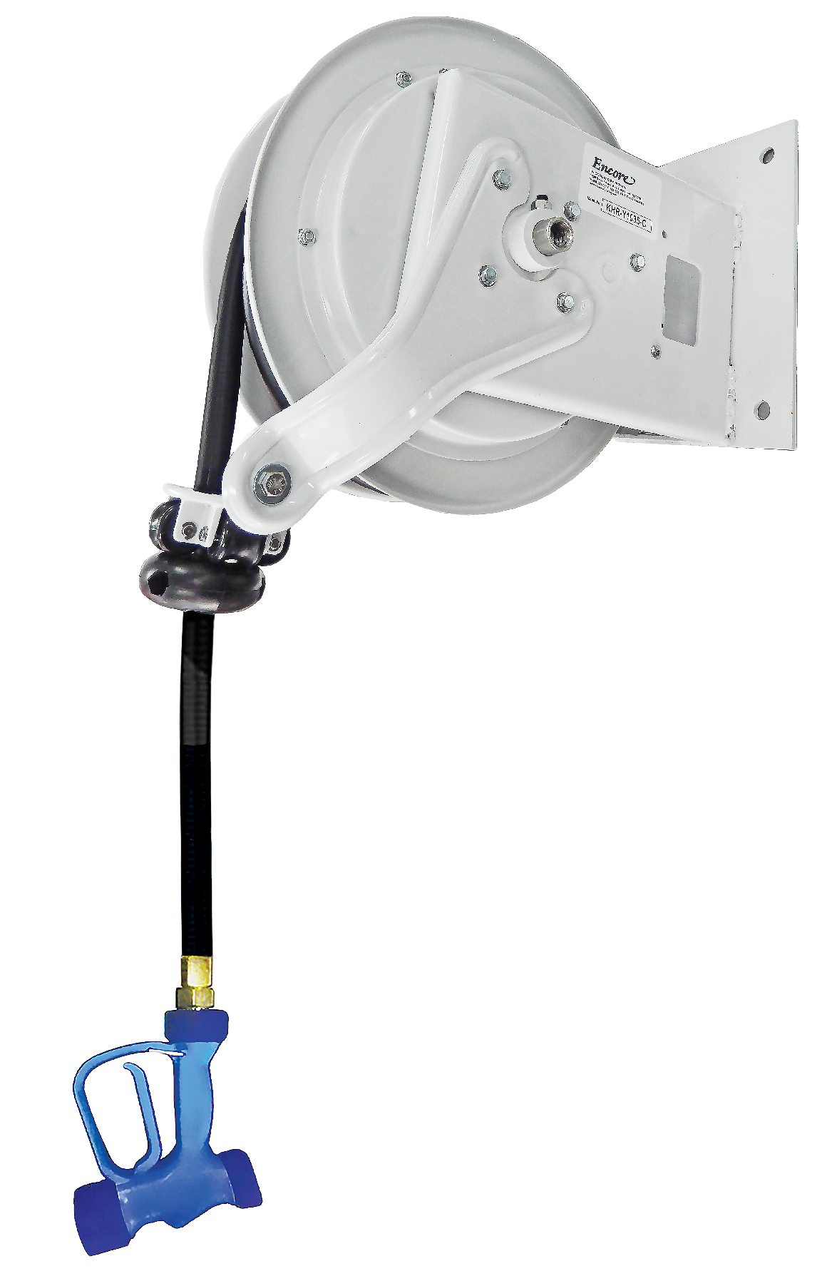 JET-1035-O-Y722 Jestream Grey powder coated Open Hose Reel Assembly 11m hose supplied with Y722 spray gun.Shipping weight 17Kg
