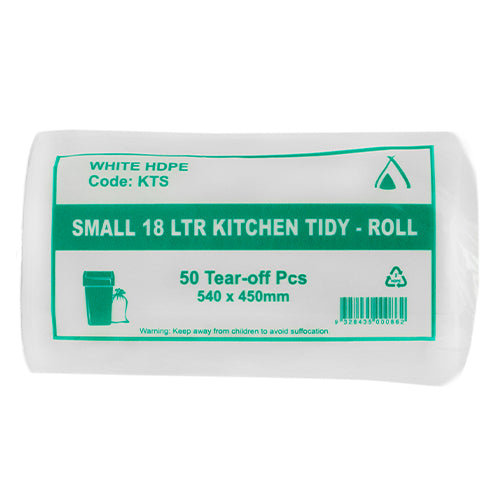 Small 18ltr Kitchen Tidy Bag-WHITE 50pk