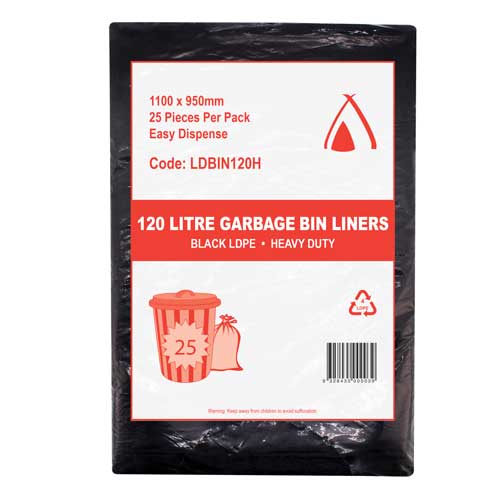 120ltr Black Bin Bag  25pk