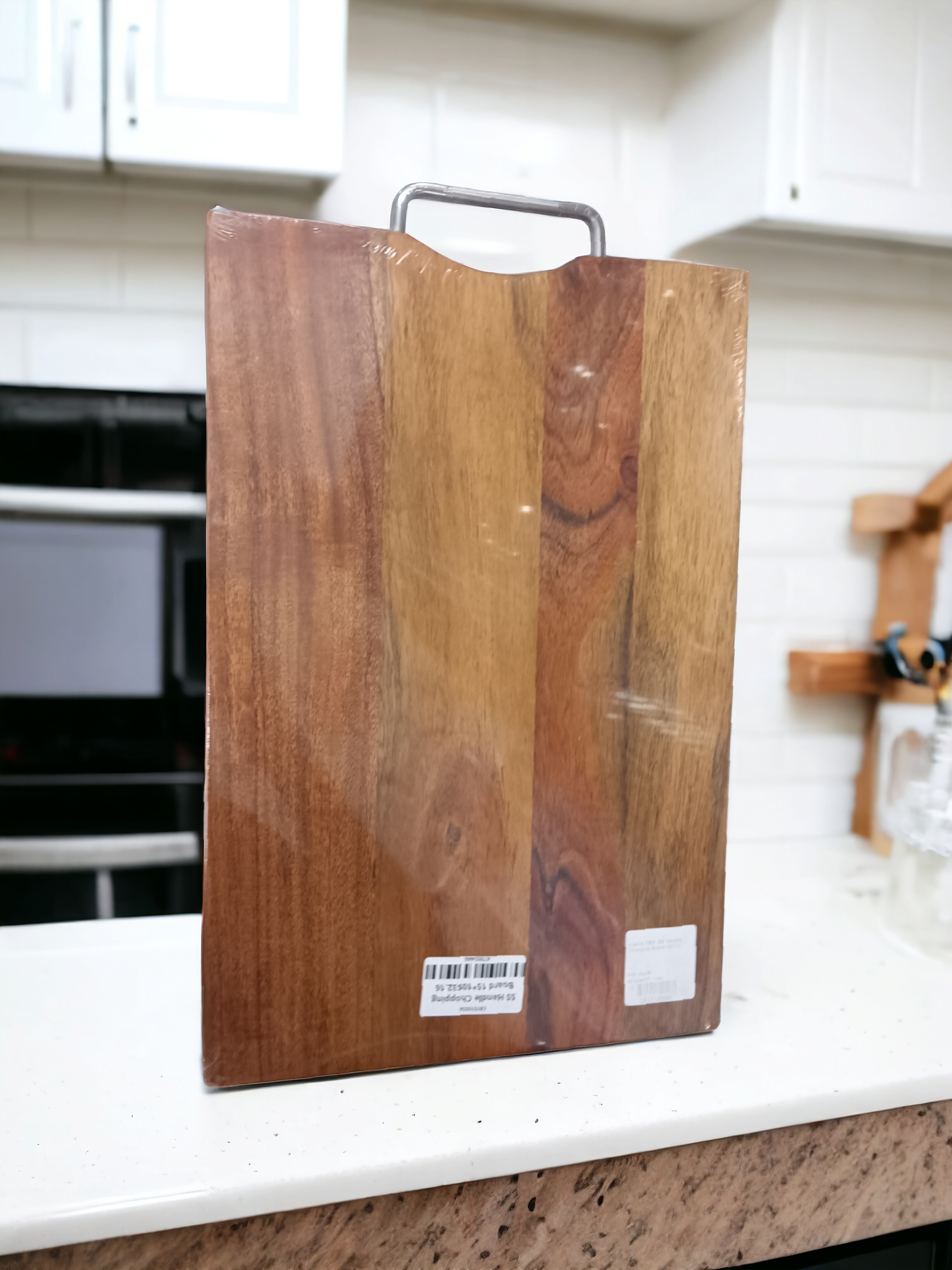 Acacia Rectangle SS Handle Chopping Board 15x10