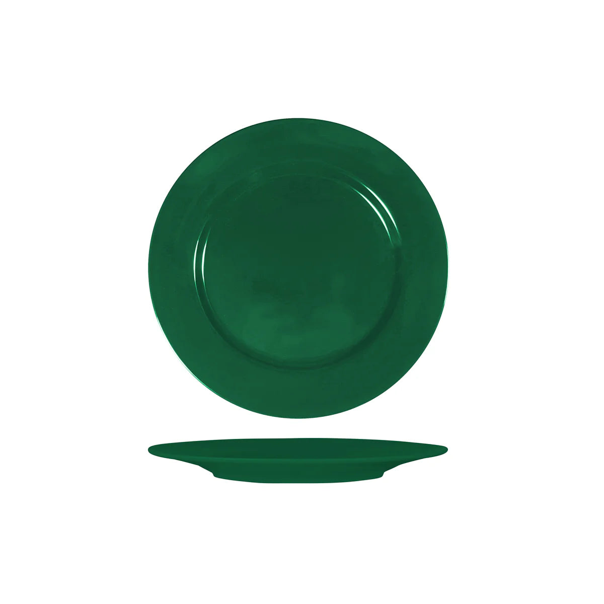 Green Round Plate with Flat Rim 230mm