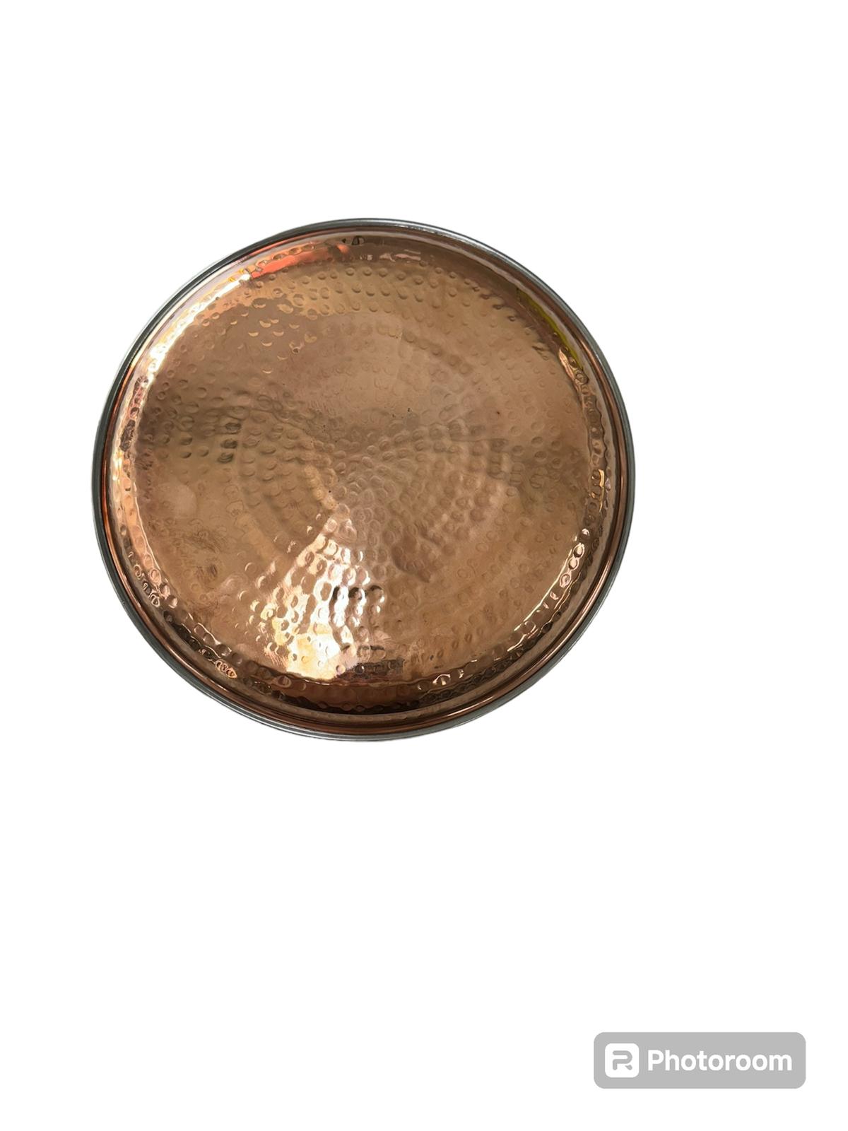 COPPER SS ROUND PLATTER 10"