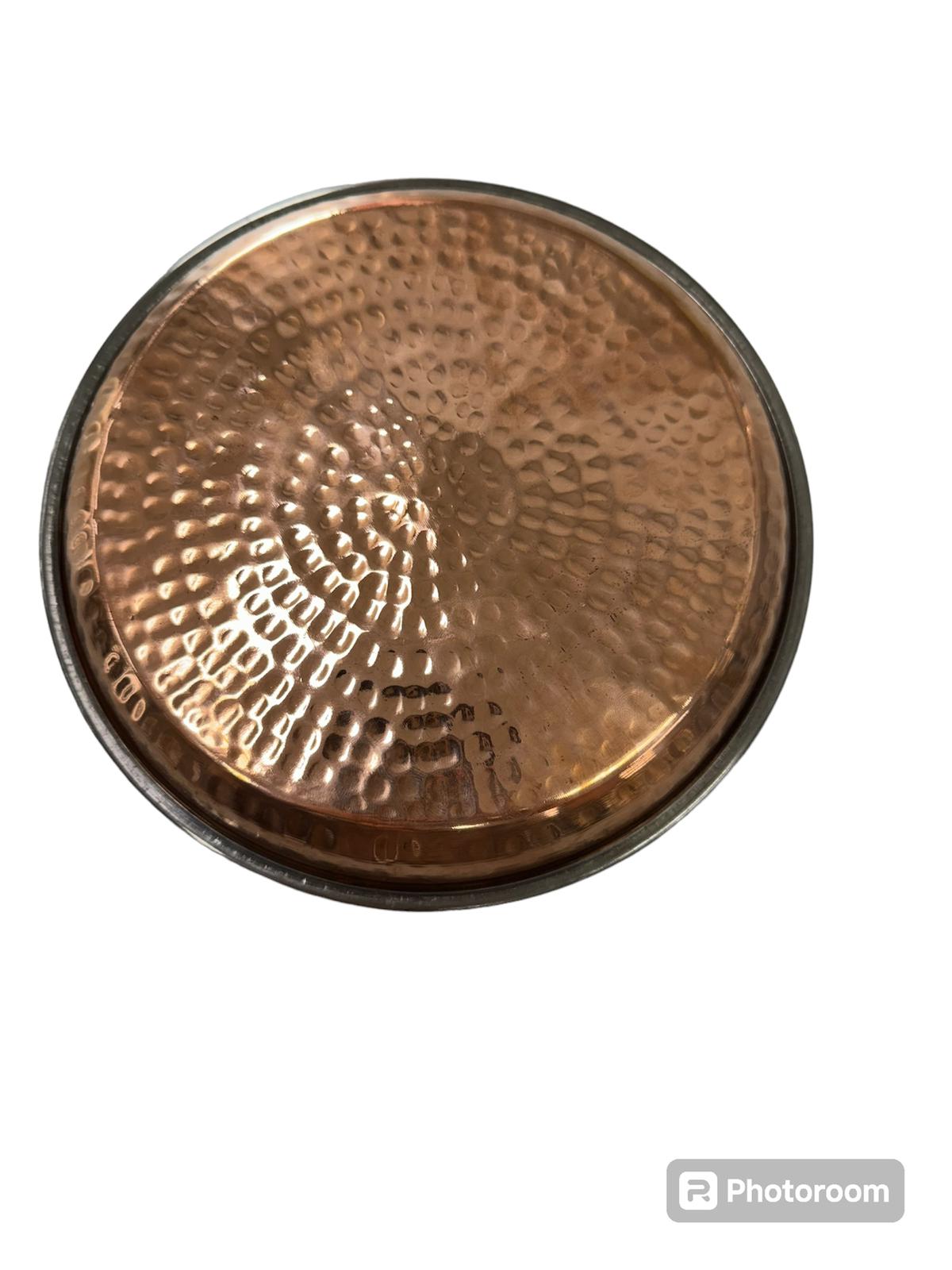 COPPER SS ROUND PLATTER 8"