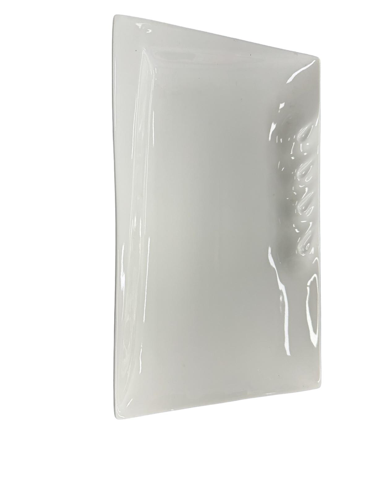 White Ceramic Rectangle Dinner Plate 30X20CM