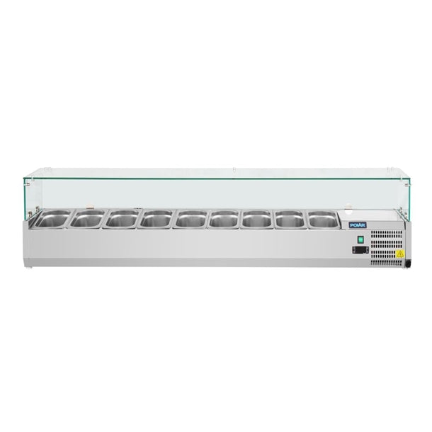 Polar G-Series Countertop Prep Fridge 9x 1/3GN with Glass Sneeze guard
