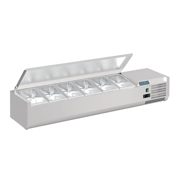 Polar G-Series Countertop Prep Fridge with Lid 6x 1/4GN with Hard Stainless Lid
