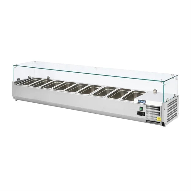 Polar G-Series Countertop Prep Fridge 9x 1/3GN with Glass Sneeze guard