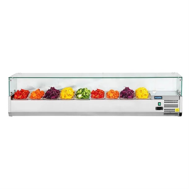 Polar G-Series Countertop Prep Fridge 9x 1/3GN with Glass Sneeze guard