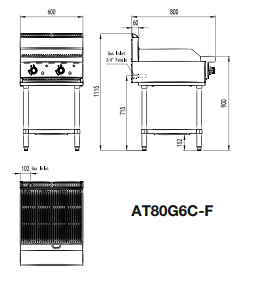 600 MM RADIANT CHAR GRILLS NG AT80G6C-F-NG