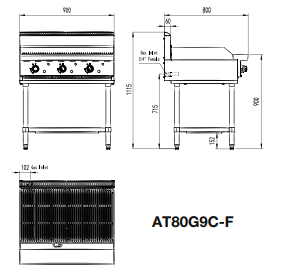 900 MM RADIANT CHAR GRILLS NG AT80G9C-F-NG