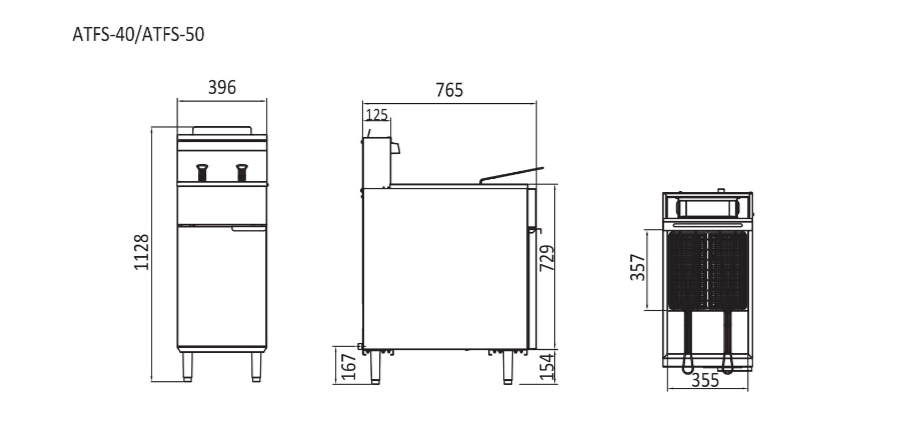 3 TUBES GAS DEEP FRYER W395 X D765 X H1128 LPG | COOKRITE ATFS-40-LPG