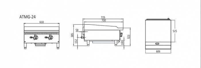 610MM GRIDDLE W610 X D725 X H385 COOKRITE ATMG-24-NG