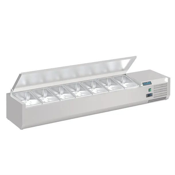 Polar G-Series Countertop Prep Fridge with Lid 7x 1/4GN with Hard Stainless Lid