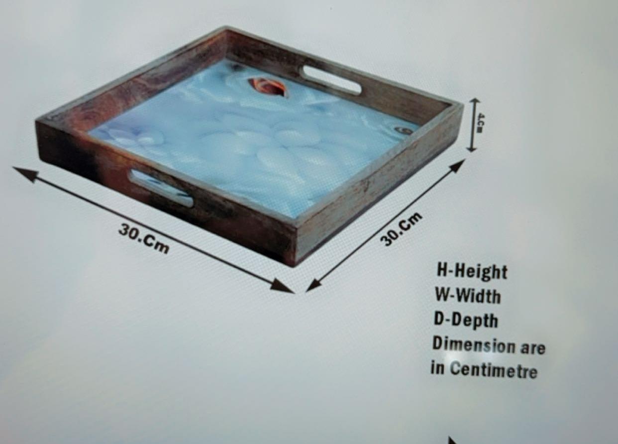Wooden Serving tray with design 30x30cm