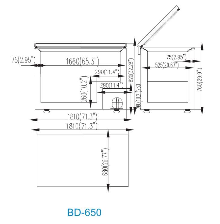 SOLID DOOR CHEST FREEZER 650 BD-650