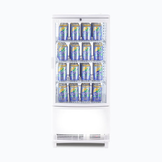 Countertop Fridge – 80L – 1 Door – Curved Glass – White