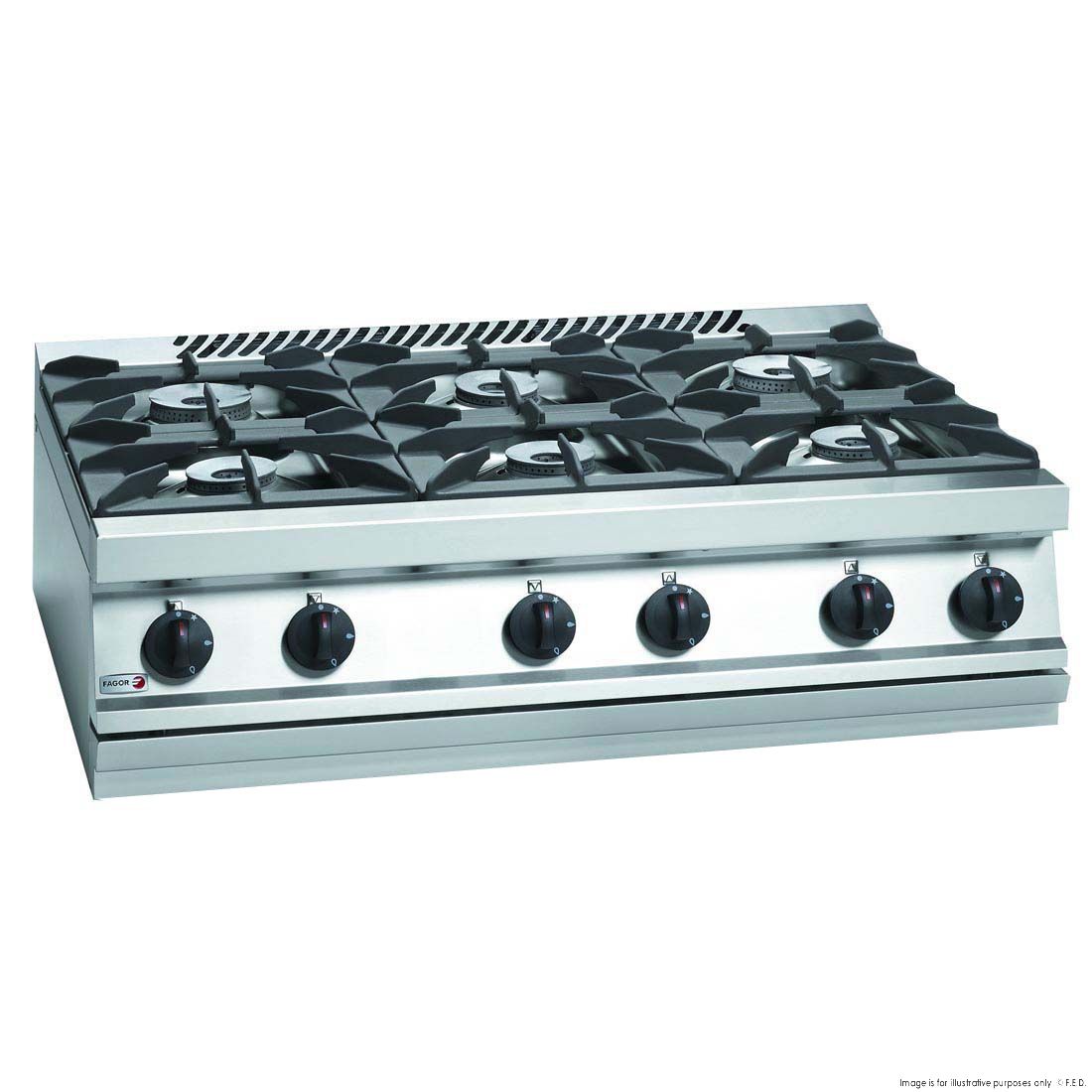 Fagor 700 series natural gas 6 burner SS boiling top CG7-60H