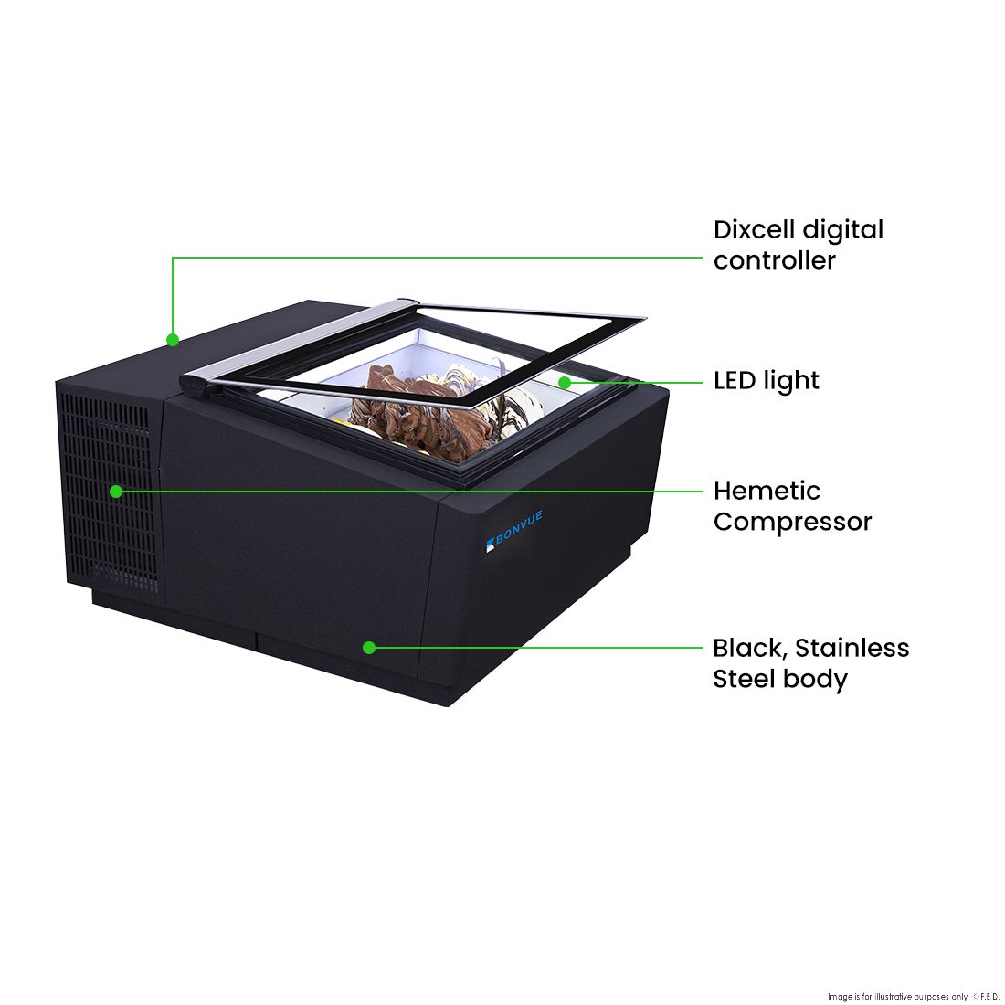 Bonvue Bench Top Gelato / Ice cream Display Showcase - CGD-03B