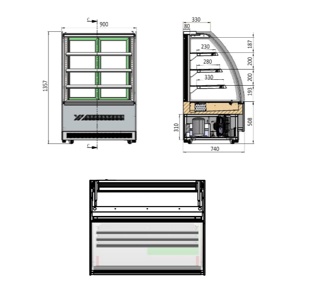 UPRIGHT ROUND CAKE SHOWCASE 1500 MM FRIDGE DF157D