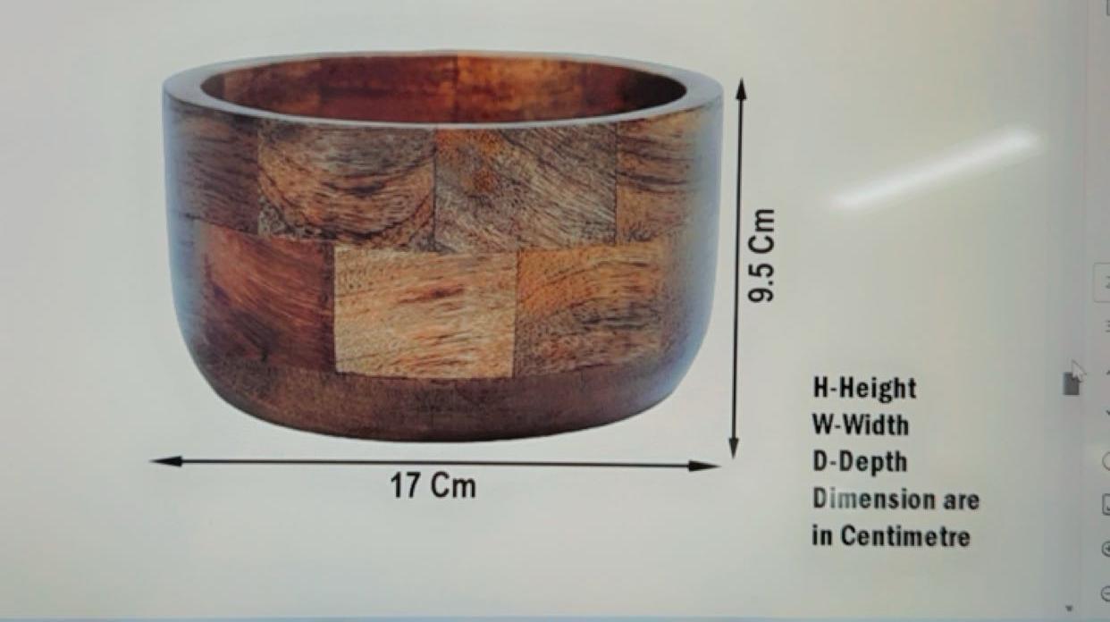 Wooden Deep Round Bowl 17x9.5cm