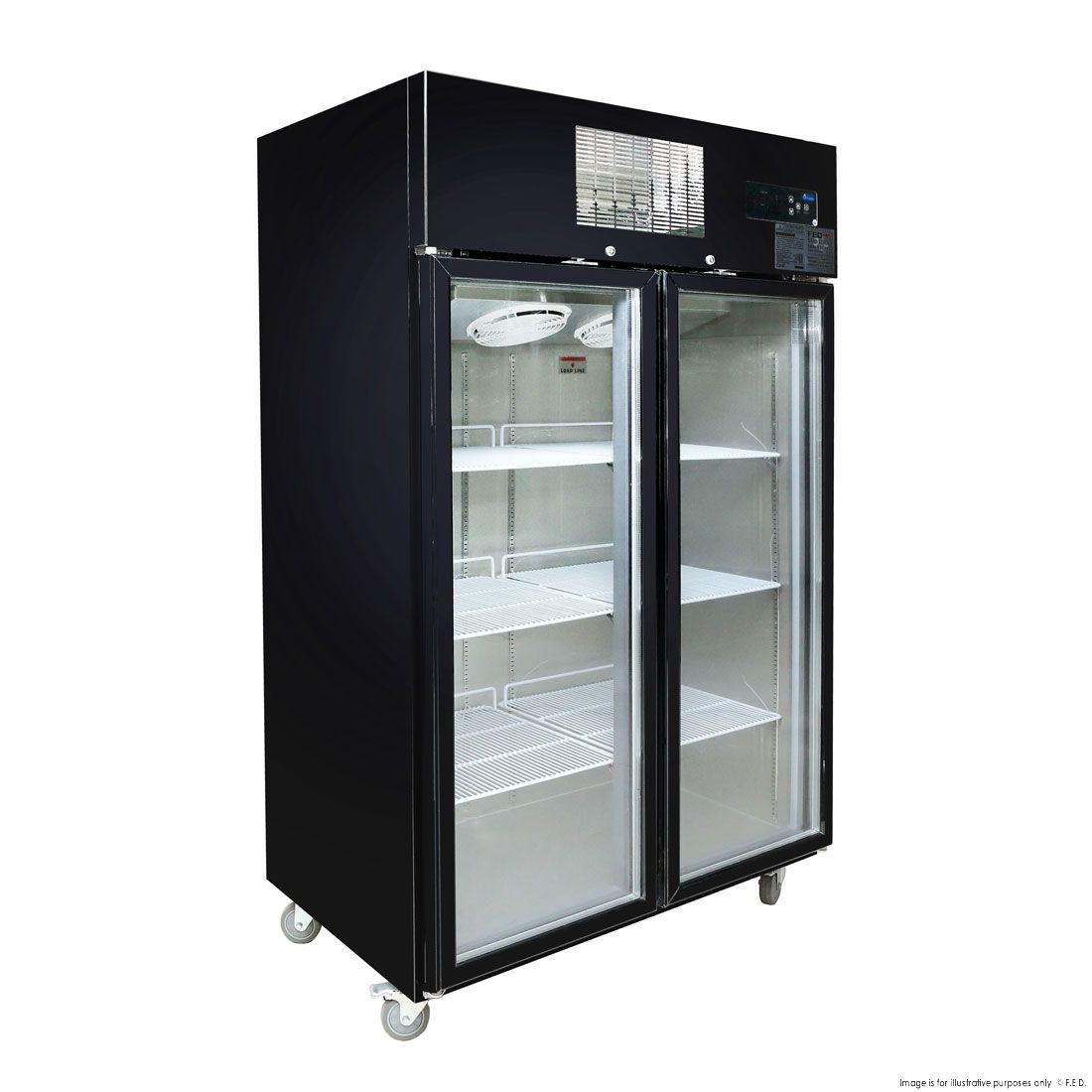 Thermaster Double Glass Door Black Stainless Steel Upright Freezer - SUFG1000B