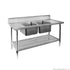Double Centre Sink Bench with Splashback 2400x700x900mm