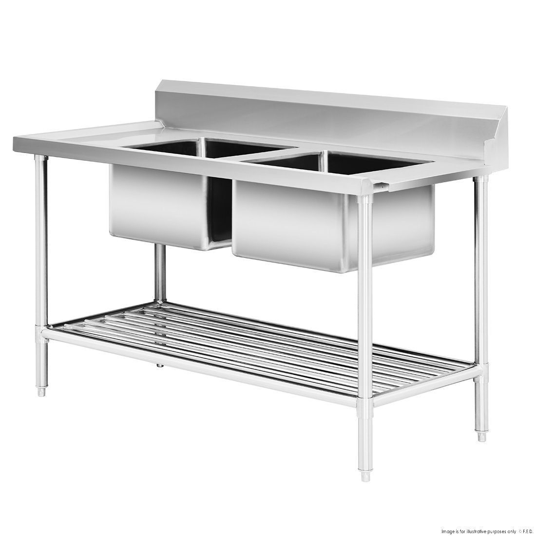 Double Right Handed Sink Bench for Dishwasher 1500x700x900mm