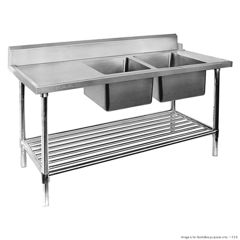 Double Right Handed Sink Bench for Dishwasher 1800x700x900mm