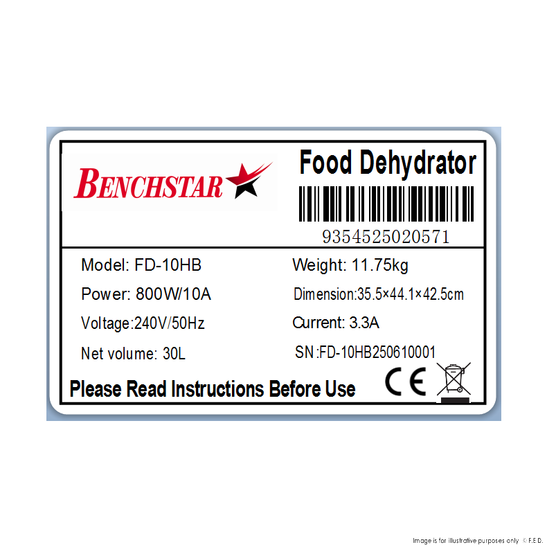 Benchstar Food Dehydrator with 10 trays – FD-10HB