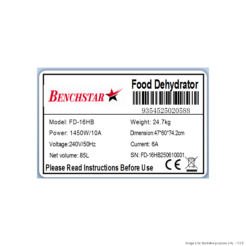 Benchstar Food Dehydrator with 16 trays – FD-16HB