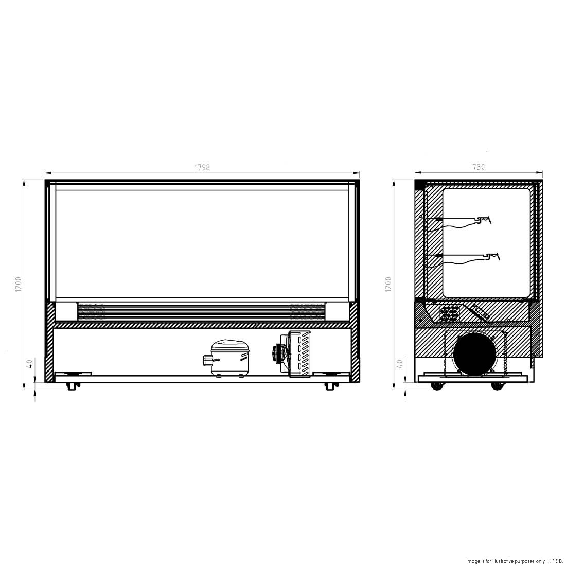 Modern 2 Shelves Cake or Food Display - GAN-1800RF2