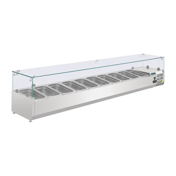 Polar G-Series Countertop Prep Fridge 10x 1/4GN with Glass Sneeze guard