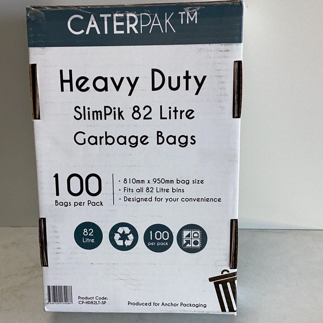 CaterPak HD Garbage Bags 82L Slim 100 pack