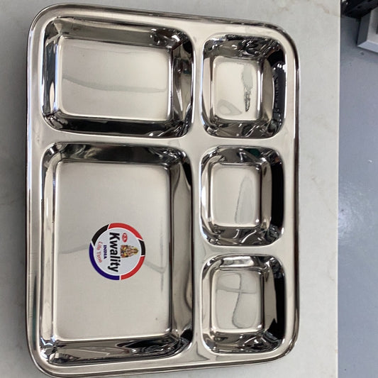 5 compt Plate SS (THALI) 1pc