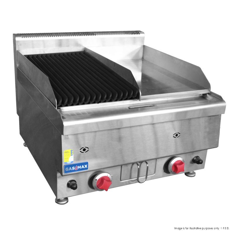GASMAX Benchtop LPG Gas Combo 1/2 Char & 1/2 Griddle