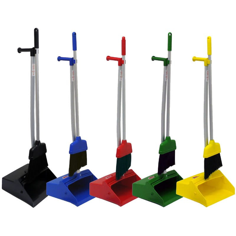 Upright Lobby Dust Pan With Broom- Green