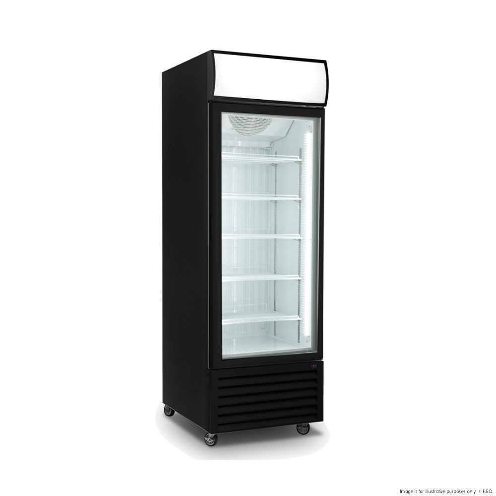 Thermaster 540L Single Glass Door Black Colourbond Upright Drink Fridge LG-540BP