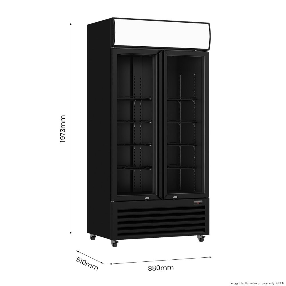 Thermaster Double Glass Door Colourbond Upright Drink Fridge - LG-580BP