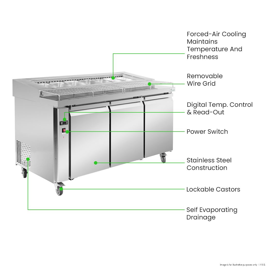 PWB150 three door DELUXE Pizza Prep Bench