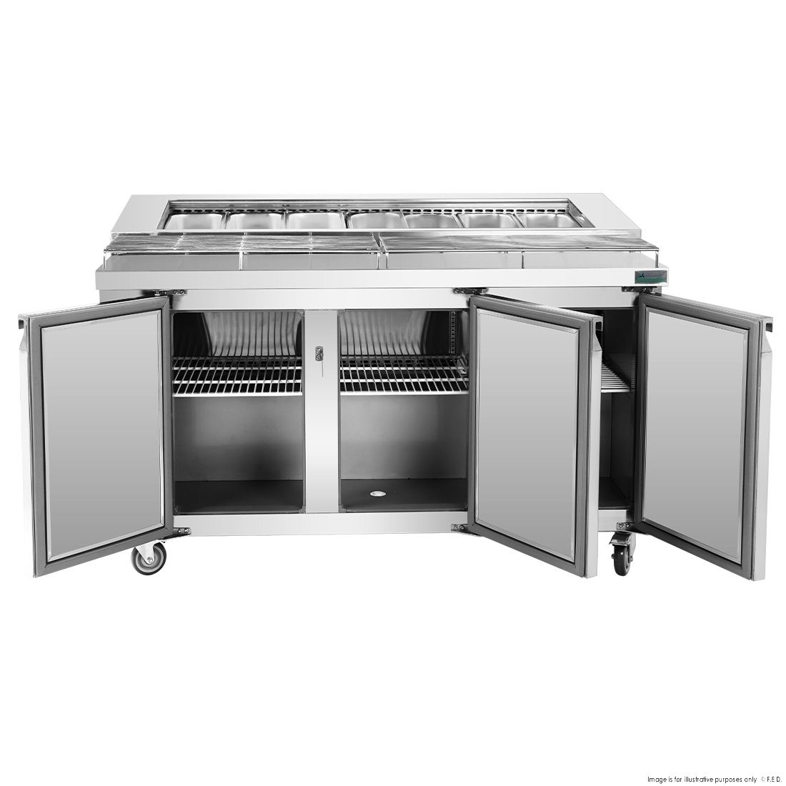 PWB150 three door DELUXE Pizza Prep Bench