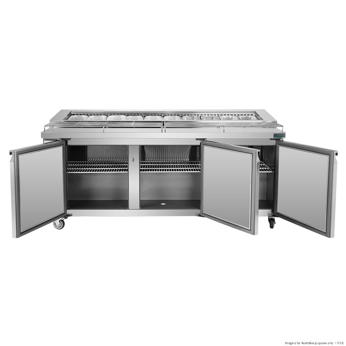 Thermaster three door DELUXE Pizza Prep Bench - PWB180