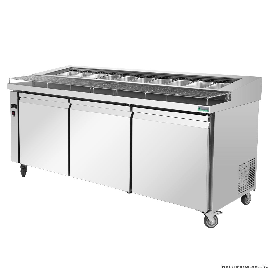 Thermaster Three door DELUXE Pizza Prep Bench - PWB200