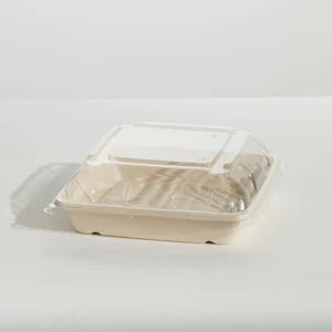 Sugarcane Unbleached Catering Platter 10" With Clear Lid