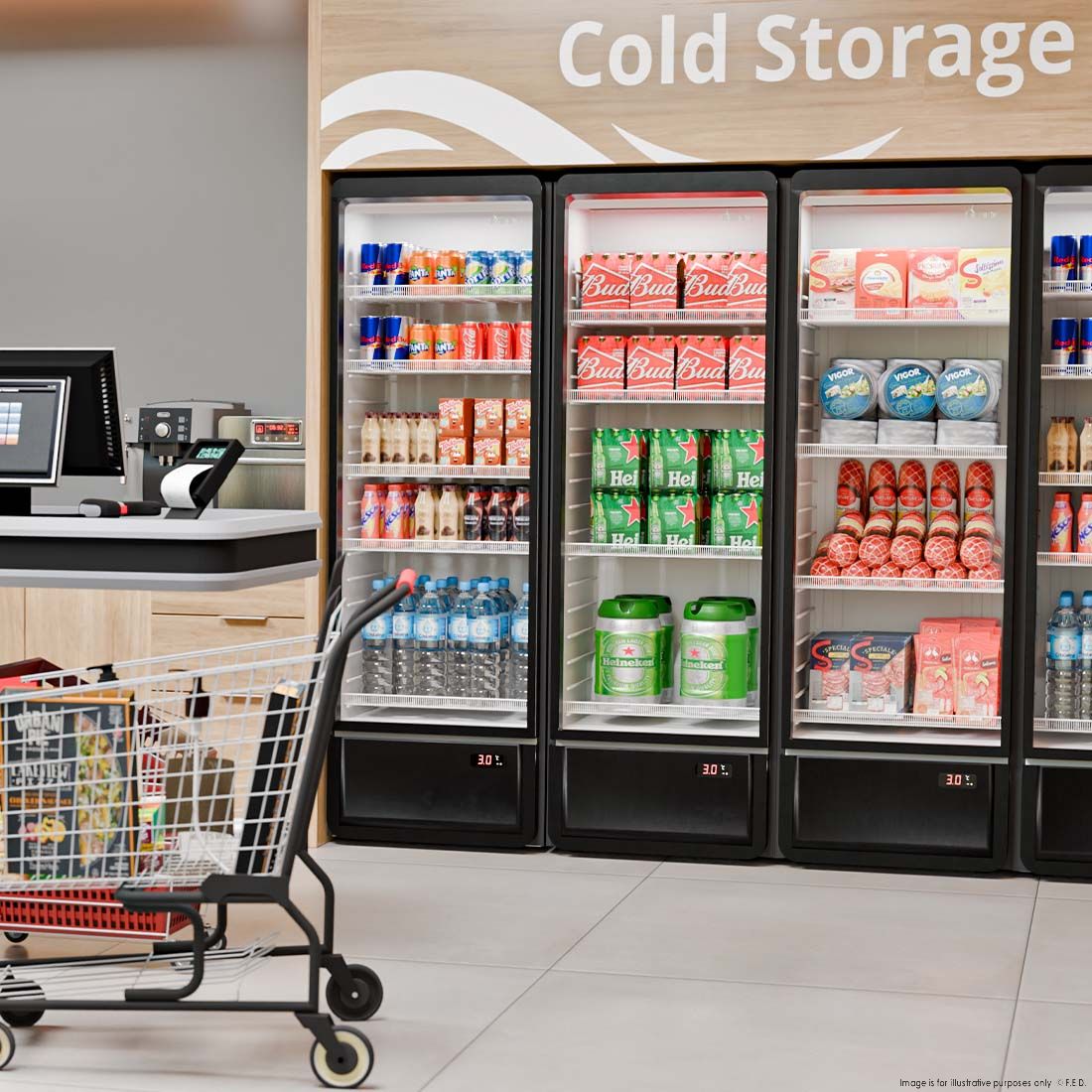 Thermaster Upright Glass Door Beverage Fridge - SDC-258B