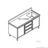 Single Sink Cabinet with Drawers and Doors Sink on Right 2100x700x900+150mm