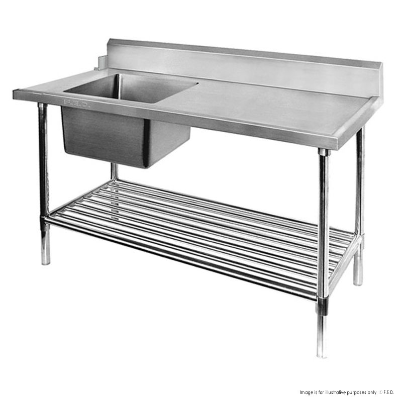 Single Sink Inlet Bench for Dishwasher - Left Handed 1800x700x900mm